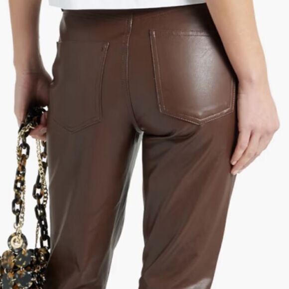 Veronica Beard Carson High rise wide leg faux leather pant 23 $298 - Picture 3 of 9